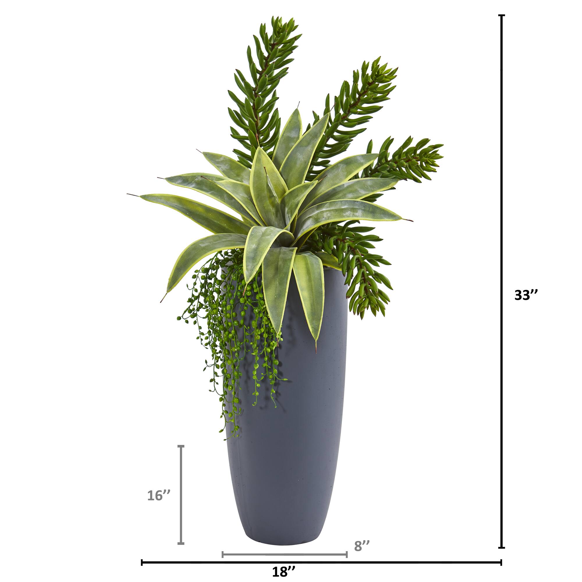 3ft. Snake Plant & Succulent in Gray Planter